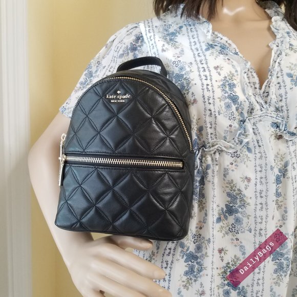 BLACK MINI CONVERTIBLE BACKPACK KATE SPADE LEATHER - Picture 3 of 15